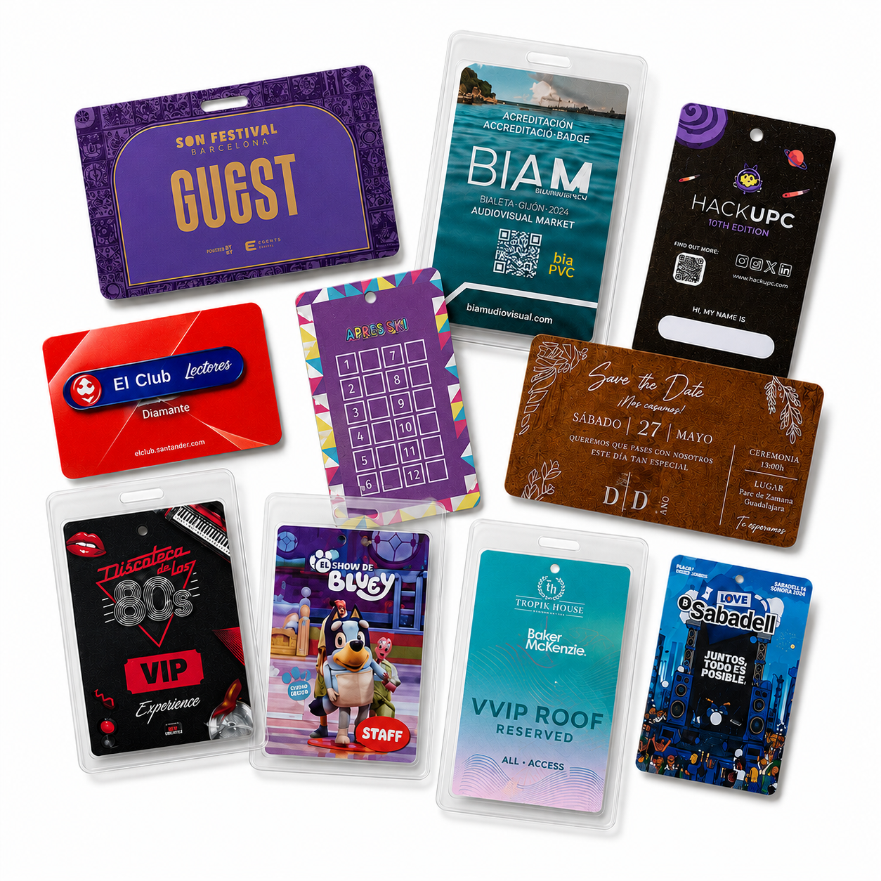 Tarjetas PVC y porta acreditaciones para complementar LANYARDS personalizados