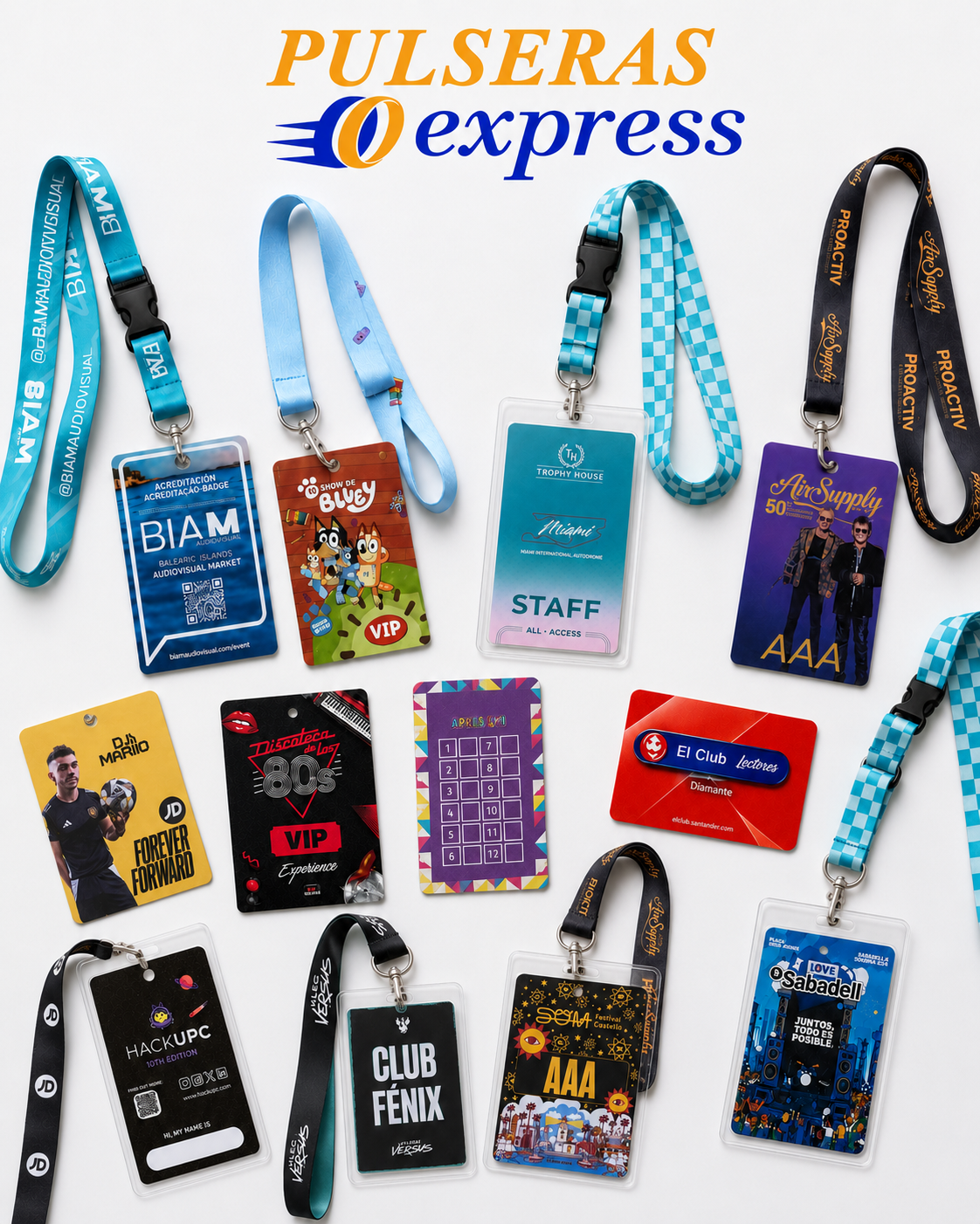 LANYARDS personalizados con tarjetas PVC para eventos, ferias y congresos