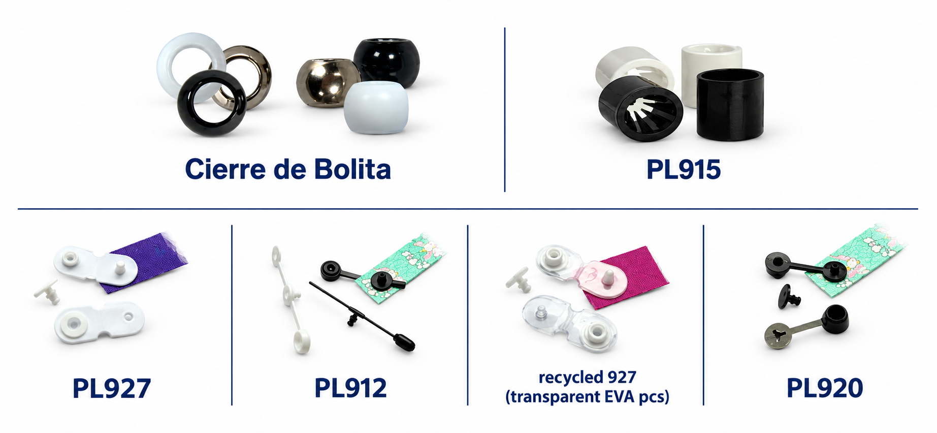 Cierres de bolita, clip y PL915 incluidos en el precio de pulseras de control