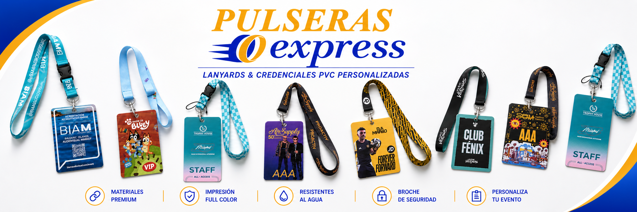 LANYARDS personalizados con tarjetas PVC para eventos, ferias y congresos