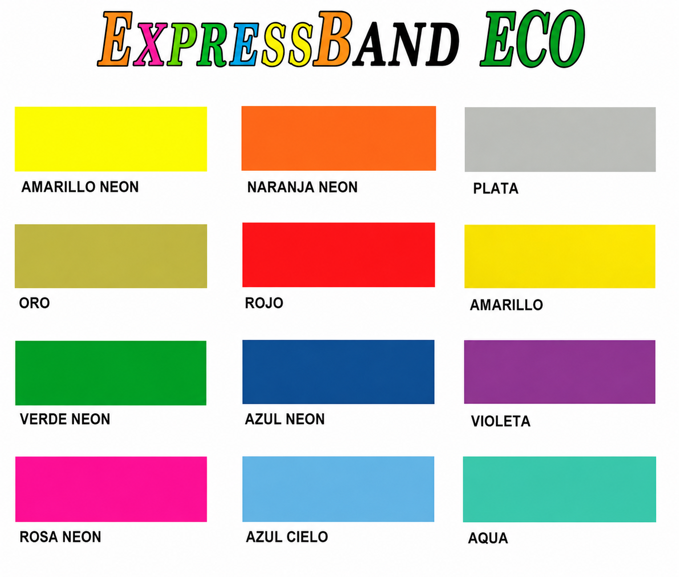 Colores disponibles de las pulseras EXPRESSBAND ECO para eventos y control de acceso